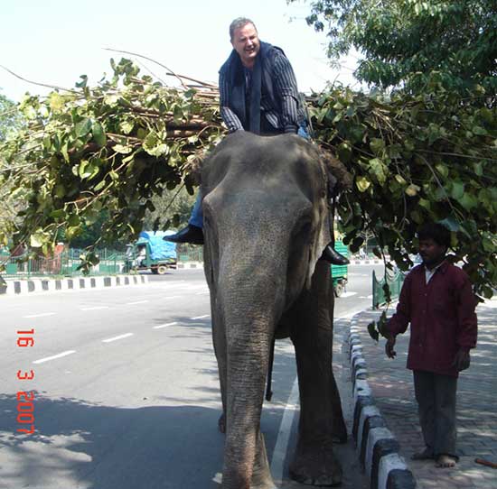 When in India do as the Indians do! Here is Anglu having a ride on an elephant