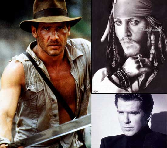 Pierce Brosnan, Harrison Ford, Johnny Depp