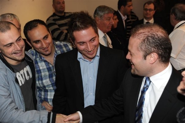 Alex Saliba (centre) with the Great Leader