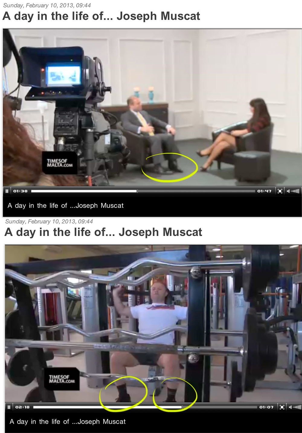 Joseph Muscat fakes his gym session