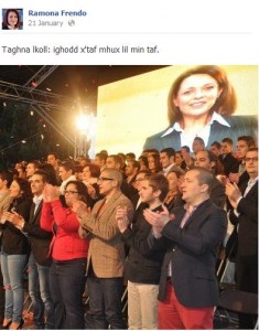 Ramona the pretend PN tal-pepe switcher, on Labour's big campaign screen and now also on billboards