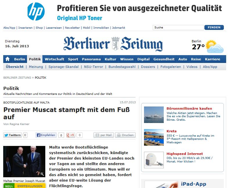 Translation and comments on today's piece in the Berliner Zeitung ...