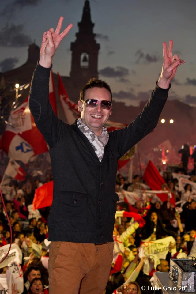 Clint Bajada, employee of British American Tobacco and now head of Labour radio, at a party mass meeting