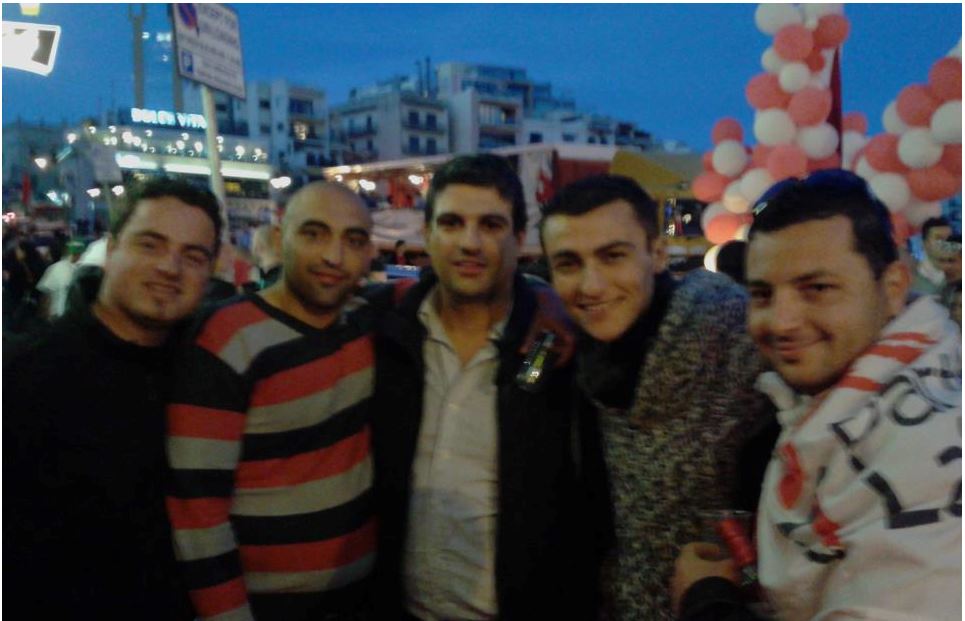 Law student Robert Musumeci (centre) at a Labour mass meeting