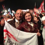 Amanda Mifsud and Michael Farrugia celebrating Labour victory