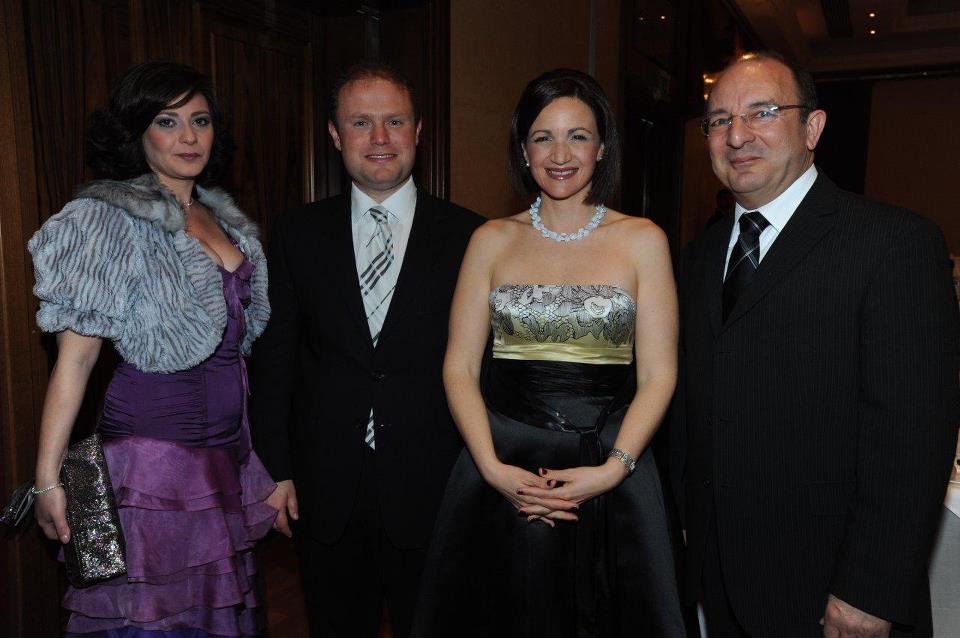 Minister MIchael Farrugia and his girlfriend Amanda Mifsud with the Prime Minister and Mrs Muscat