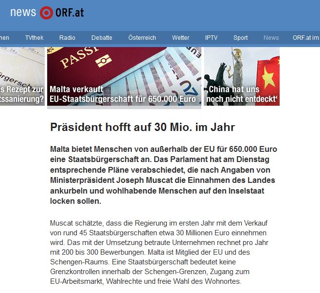 ORF/Austria - main broadcast network: 'Prime Minister hopes for 30 million euros in one year'