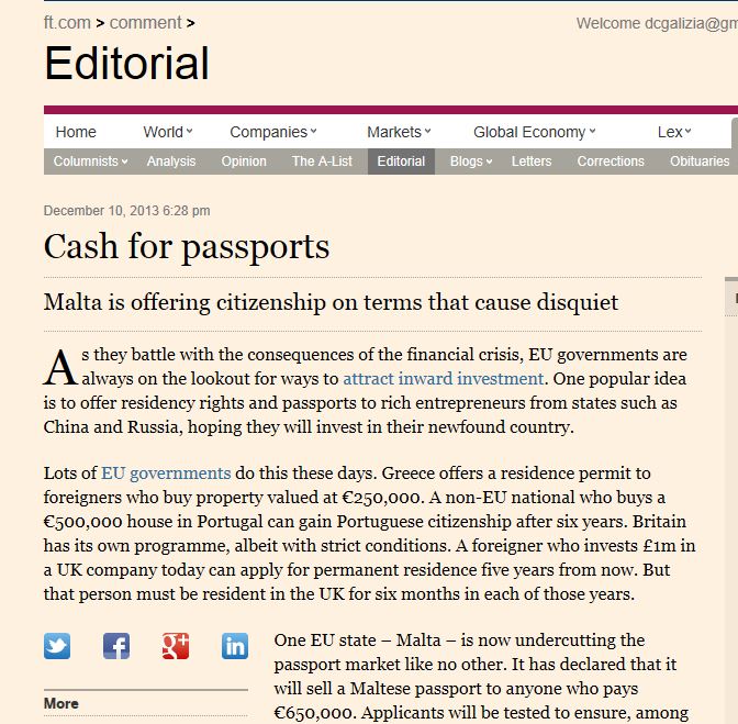 FT editorial 10 December 2013