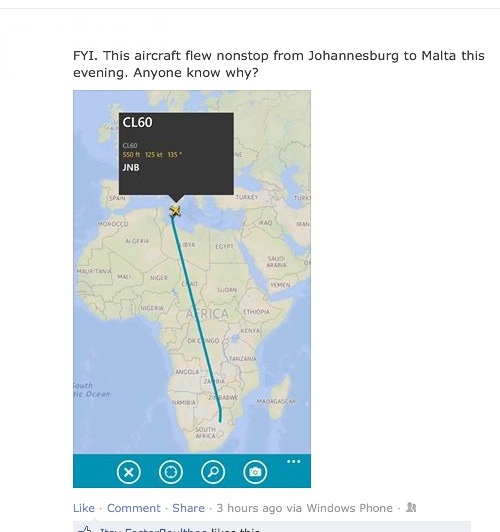 non-stop flight from South Africa