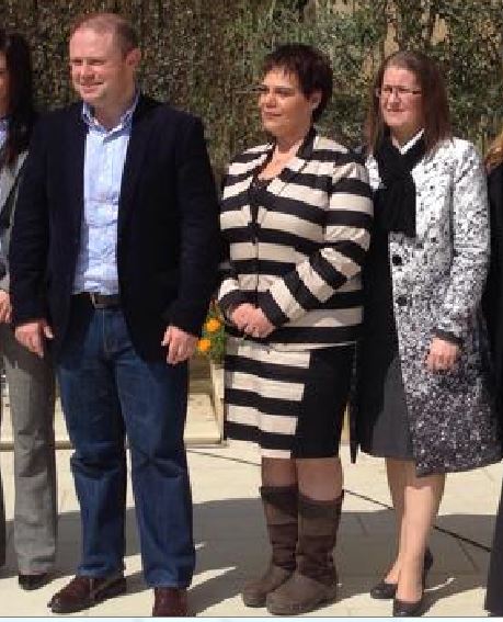 Left to right: the prime minister, Labour MEP and chief of Nisa Laburisti, Claudette Abela Baldacchino, and Nisa Laburisti committee member Marisa Ciappara