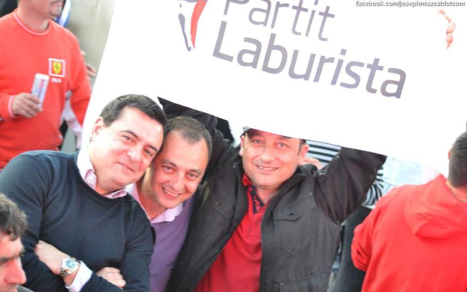 Andy Ellul (centre) with Vince MIcallef (left) at a Labour Party mass meeting in the general election campaign. Micallef, another member of the Taghna Lkoll inner circle which includes Robert Musumeci and Jeffrey Pullicino Orlando, has been made secretary to the board at the Malta Council for Science and Technology.