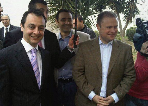 Andy Ellul with Joseph Muscat, before the general election