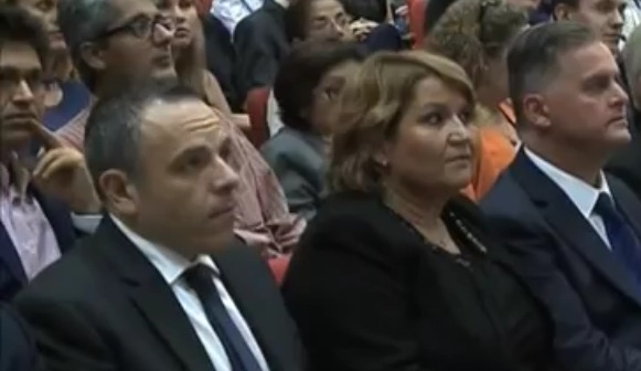 Keith Schembri (left) with Phyllis Muscat in London