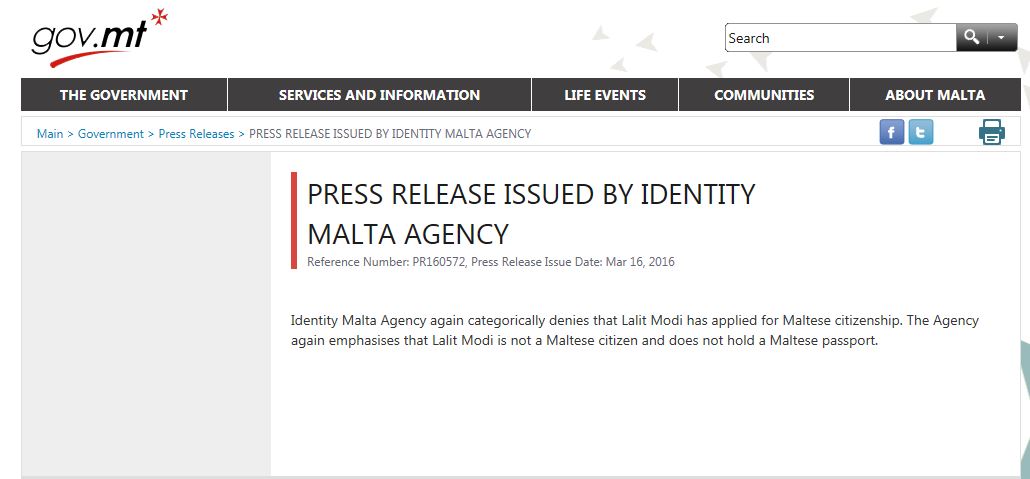 Identity Malta press release