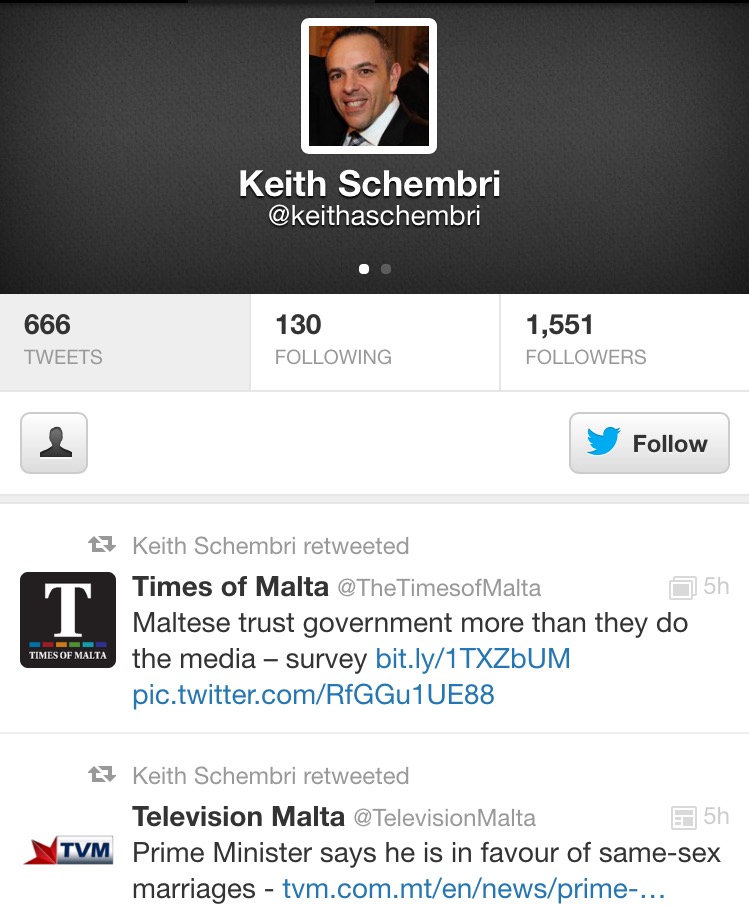 Keith Schembri's tweet on media