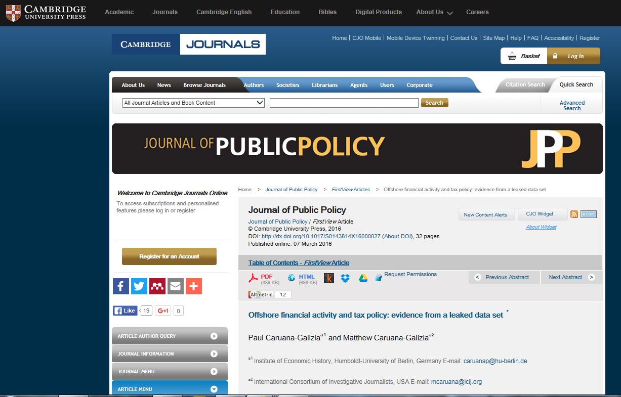 JOURNAL OF PUBLIC POLICY
