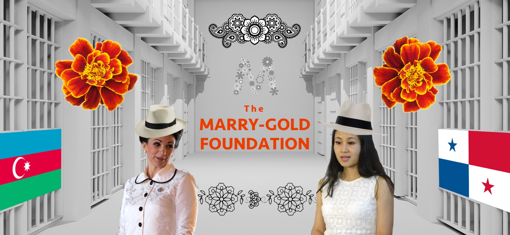 Rows of prison cells, prison interior.