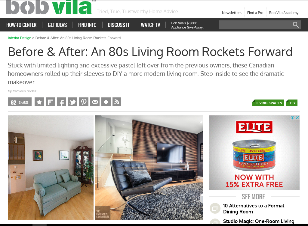 The Canadian website in which the living-room in eastern Canada featured