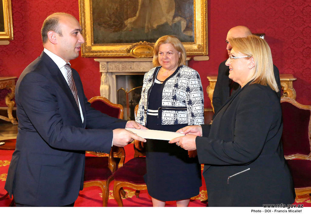 Malta's head of state receives Azerbaijan's new ambassador, who is resident in Rome.