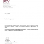 BANK OF VALLETTA LETTER