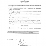 MEMORANDUM OF SOLE DIRECTOR